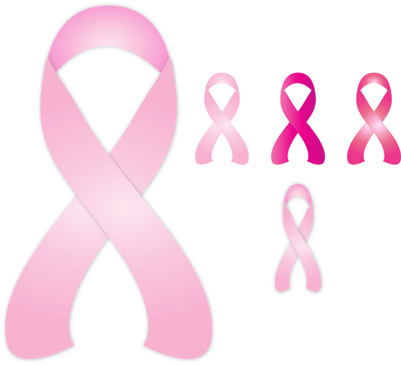 Pink- und rosafarbige Schleifen sind das Wahrzeichen des Brustkrebsmonat Oktober